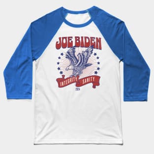 Joe Biden 2024 - Integrity, Sanity - Vintage American Eagle USA Flag Baseball T-Shirt